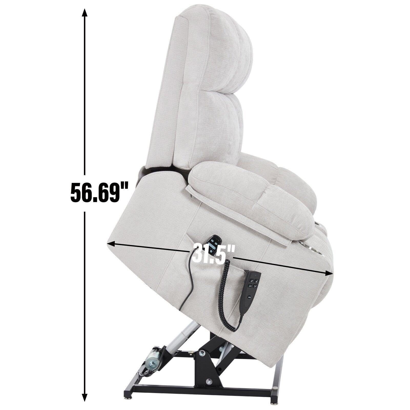 Fauteuil inclinable électrique Lazy Boy à double moteur en chenille avec massage et chauffage lombaire, deux porte-gobelets, gris-bleu