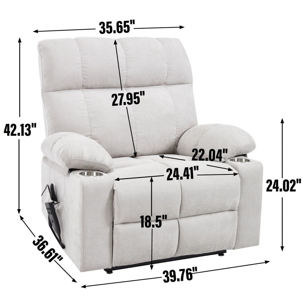 Fauteuil inclinable électrique Lazy Boy à double moteur en chenille avec massage et chauffage lombaire, deux porte-gobelets, gris-bleu