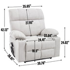 Fauteuil inclinable électrique Lazy Boy à double moteur en chenille avec massage et chauffage lombaire, deux porte-gobelets, gris-bleu