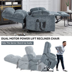 Fauteuil inclinable électrique Lazy Boy à double moteur en chenille avec massage et chauffage lombaire, deux porte-gobelets, gris-bleu