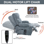 Fauteuil inclinable électrique Lazy Boy à double moteur en chenille avec massage et chauffage lombaire, deux porte-gobelets, gris-bleu