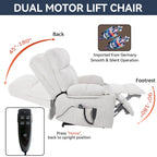 Fauteuil inclinable électrique Lazy Boy à double moteur en chenille avec massage et chauffage lombaire, deux porte-gobelets, gris-bleu