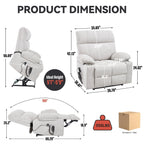 Fauteuil inclinable électrique Lazy Boy à double moteur en chenille avec massage et chauffage lombaire, deux porte-gobelets, gris-bleu