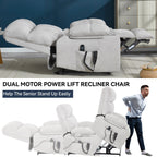 Fauteuil inclinable électrique Lazy Boy à double moteur en chenille avec massage et chauffage lombaire, deux porte-gobelets, gris-bleu