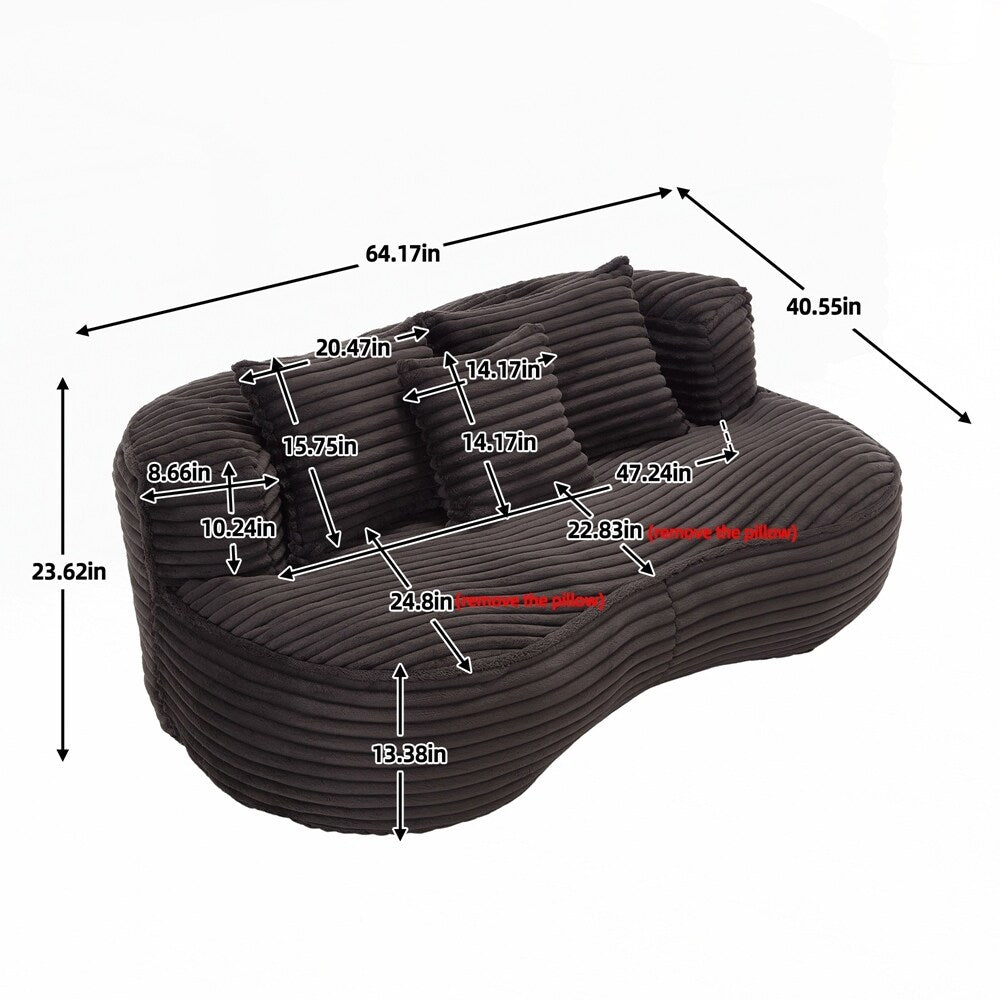 Canapé confortable et durable, fauteuil poire à dossier haut pour adultes et enfants - 2 places