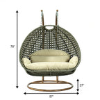 Fauteuil suspendu LeisureMod pour 2 personnes avec support - Chaise longue hamac en rotin et osier pour patio extérieur/intérieur avec coussins