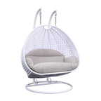 Fauteuil suspendu LeisureMod pour 2 personnes avec support - Chaise longue hamac en rotin et osier pour patio extérieur/intérieur avec coussins