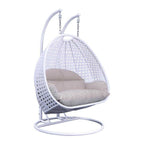 Fauteuil suspendu LeisureMod pour 2 personnes avec support - Chaise longue hamac en rotin et osier pour patio extérieur/intérieur avec coussins