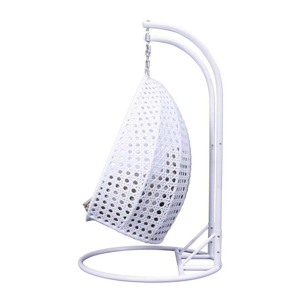 Fauteuil suspendu LeisureMod pour 2 personnes avec support - Chaise longue hamac en rotin et osier pour patio extérieur/intérieur avec coussins
