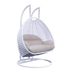 Fauteuil suspendu LeisureMod pour 2 personnes avec support - Chaise longue hamac en rotin et osier pour patio extérieur/intérieur avec coussins