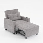 Canapé convertible 3 en 1 gris clair 68.12 Tech Clothr avec ports USB et tissu résistant à l'usure pour le salon