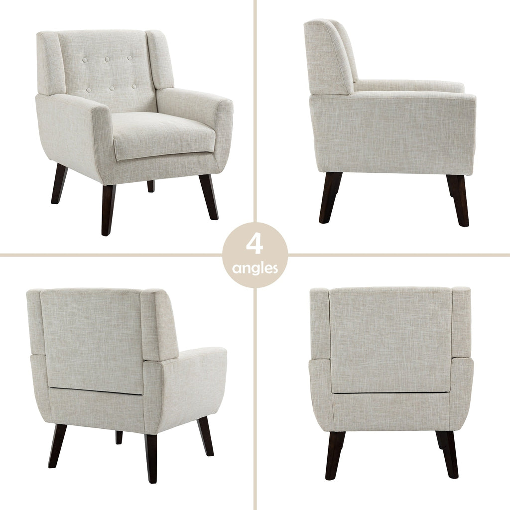 Fauteuil d'appoint moderne en tissu aspect coton/lin