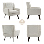 Fauteuil d'appoint moderne en tissu aspect coton/lin