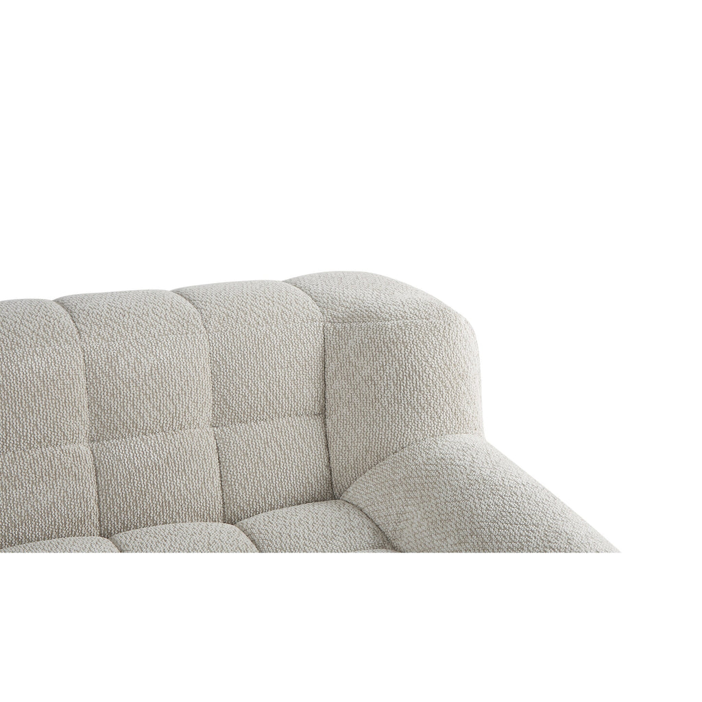 Canapé 2 places Liyasi à compression complète en velours litchi beige, aucun assemblage requis