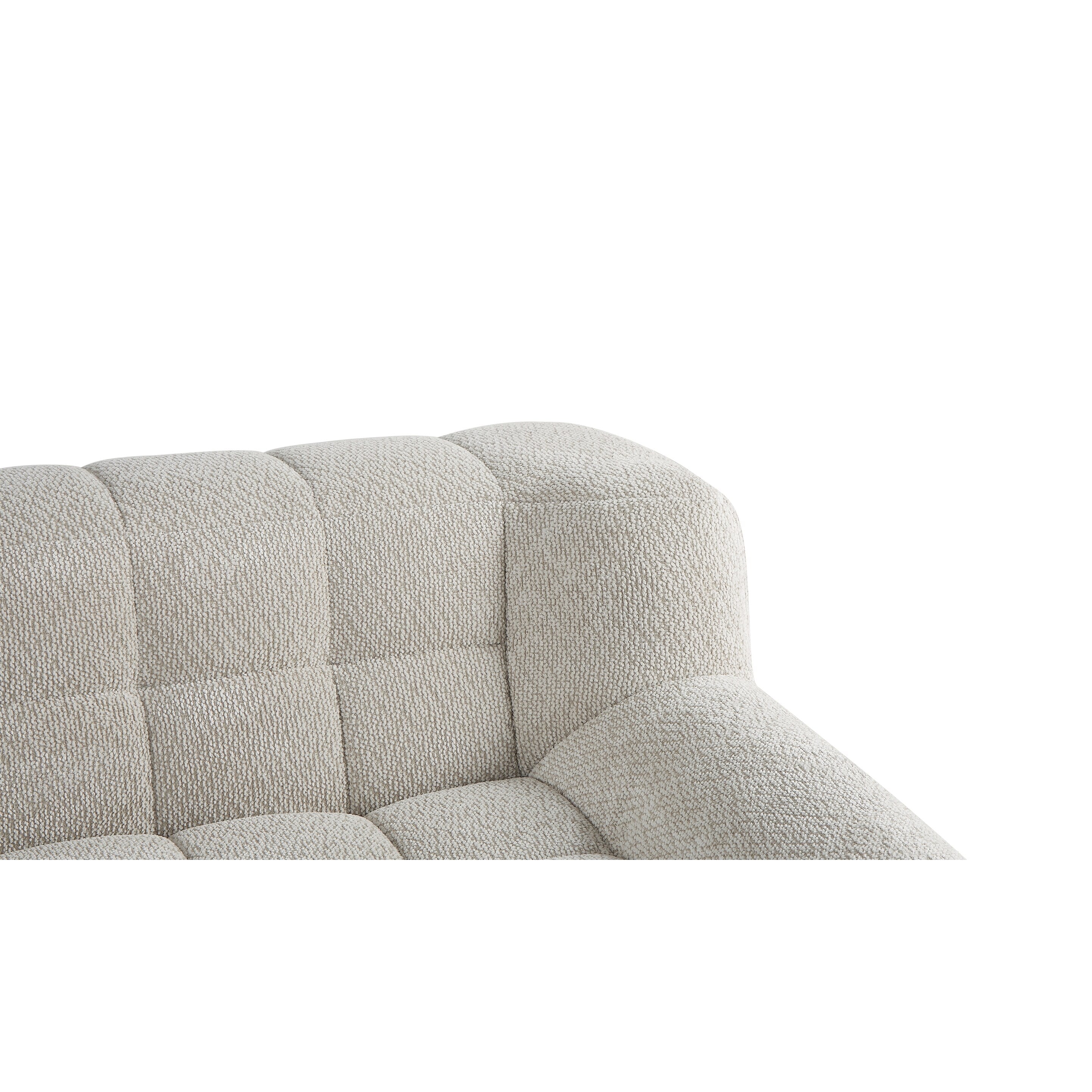 Canapé 2 places Liyasi à compression complète en velours litchi beige, aucun assemblage requis
