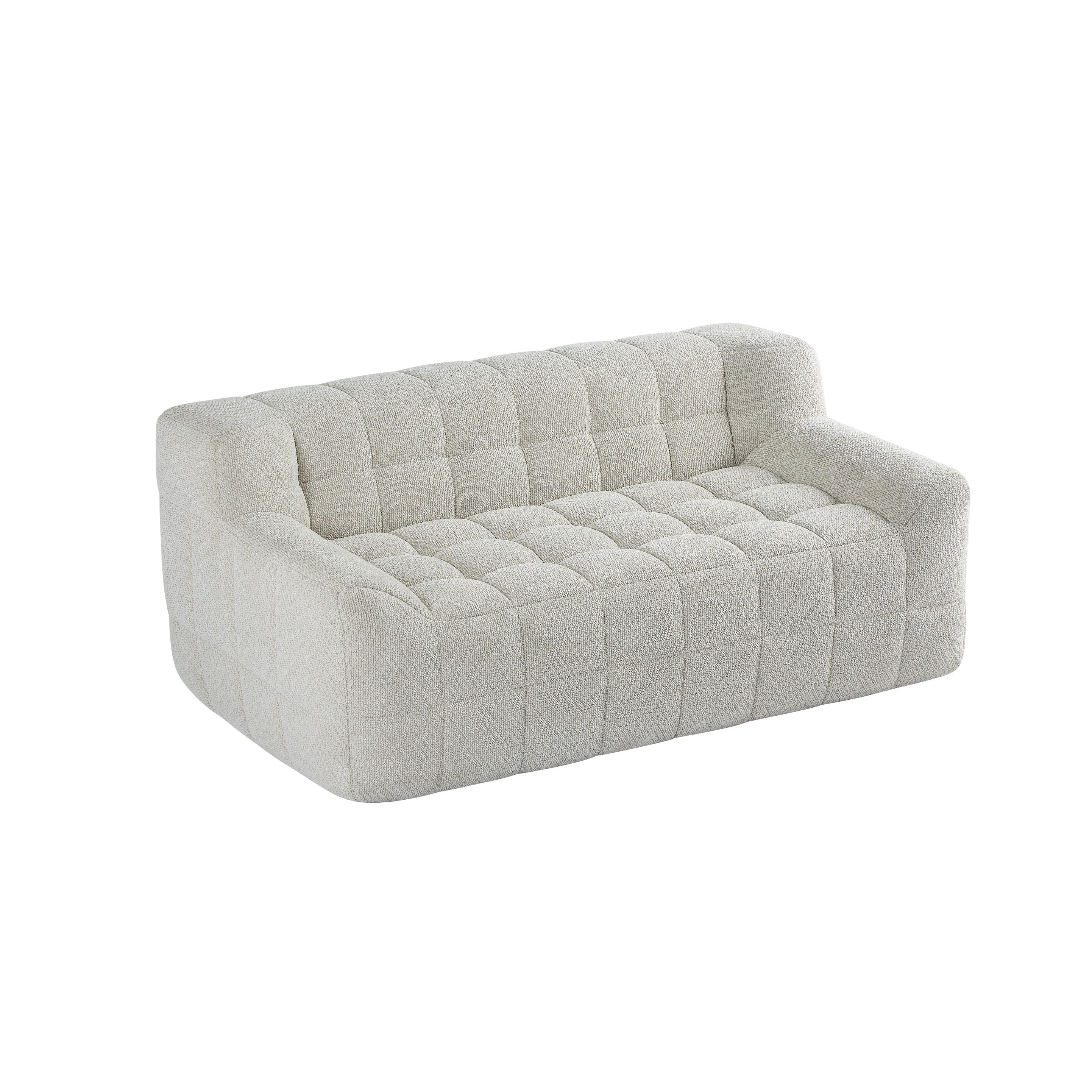 Canapé 2 places Liyasi à compression complète en velours litchi beige, aucun assemblage requis