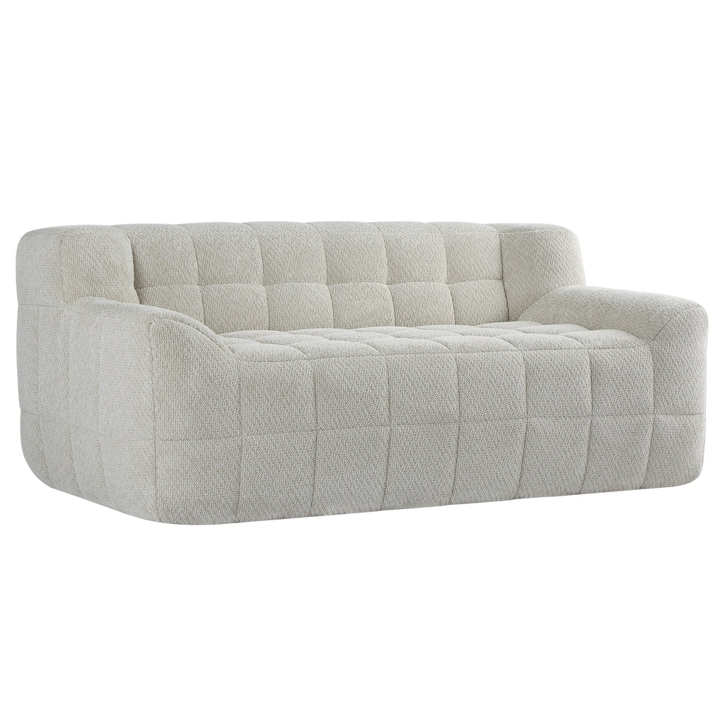 Canapé 2 places Liyasi à compression complète en velours litchi beige, aucun assemblage requis