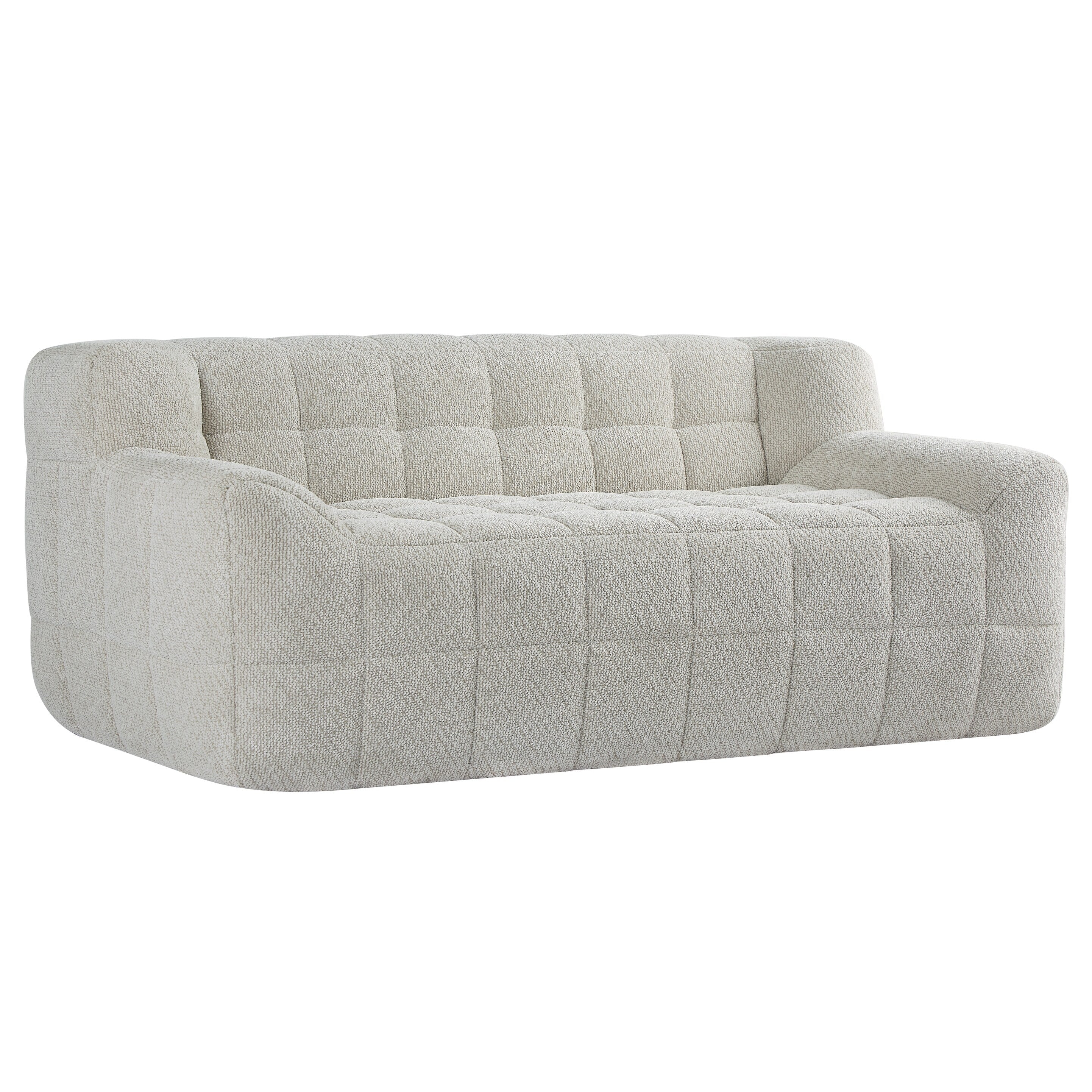 Canapé 2 places Liyasi à compression complète en velours litchi beige, aucun assemblage requis