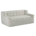 Canapé 2 places Liyasi à compression complète en velours litchi beige, aucun assemblage requis