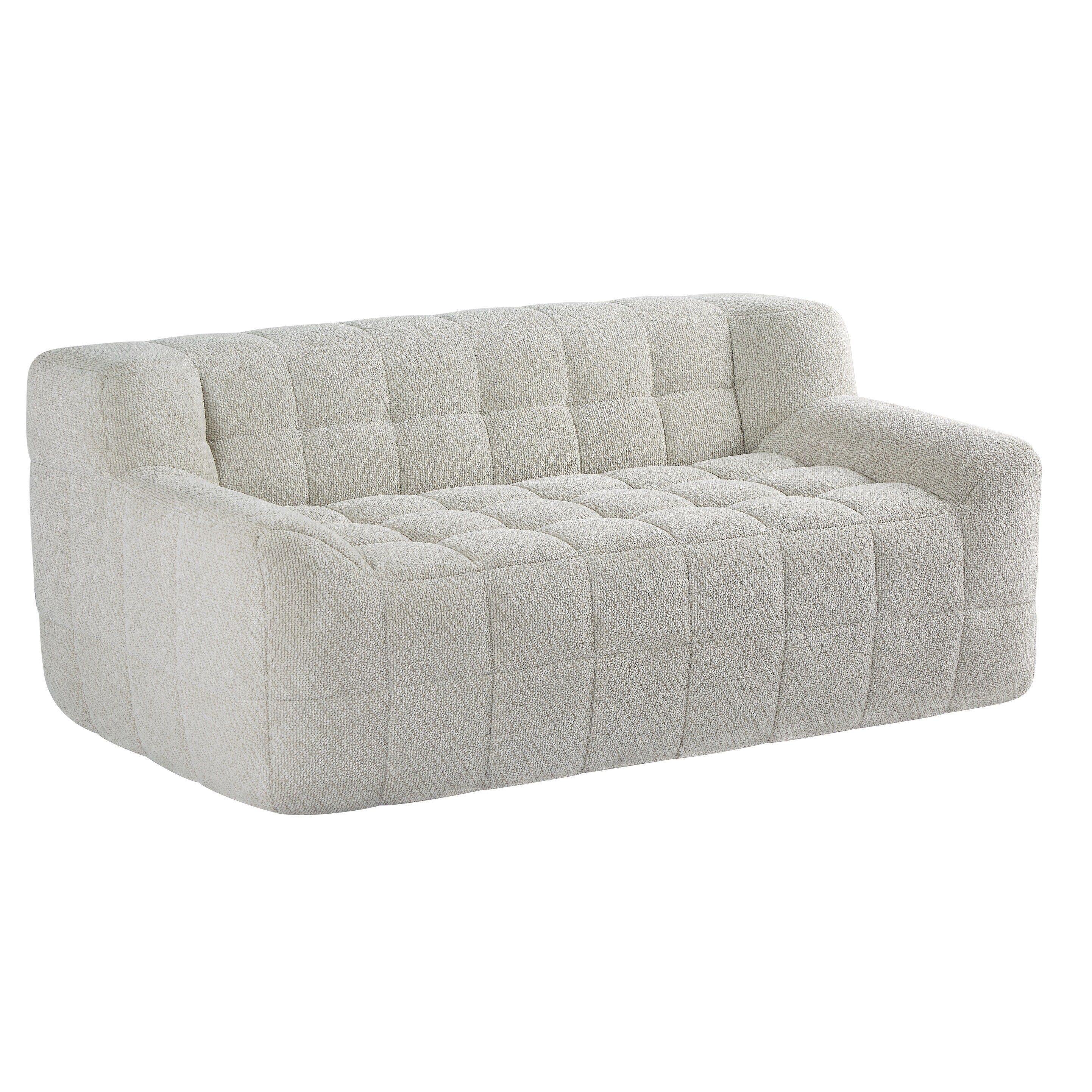 Canapé 2 places Liyasi à compression complète en velours litchi beige, aucun assemblage requis