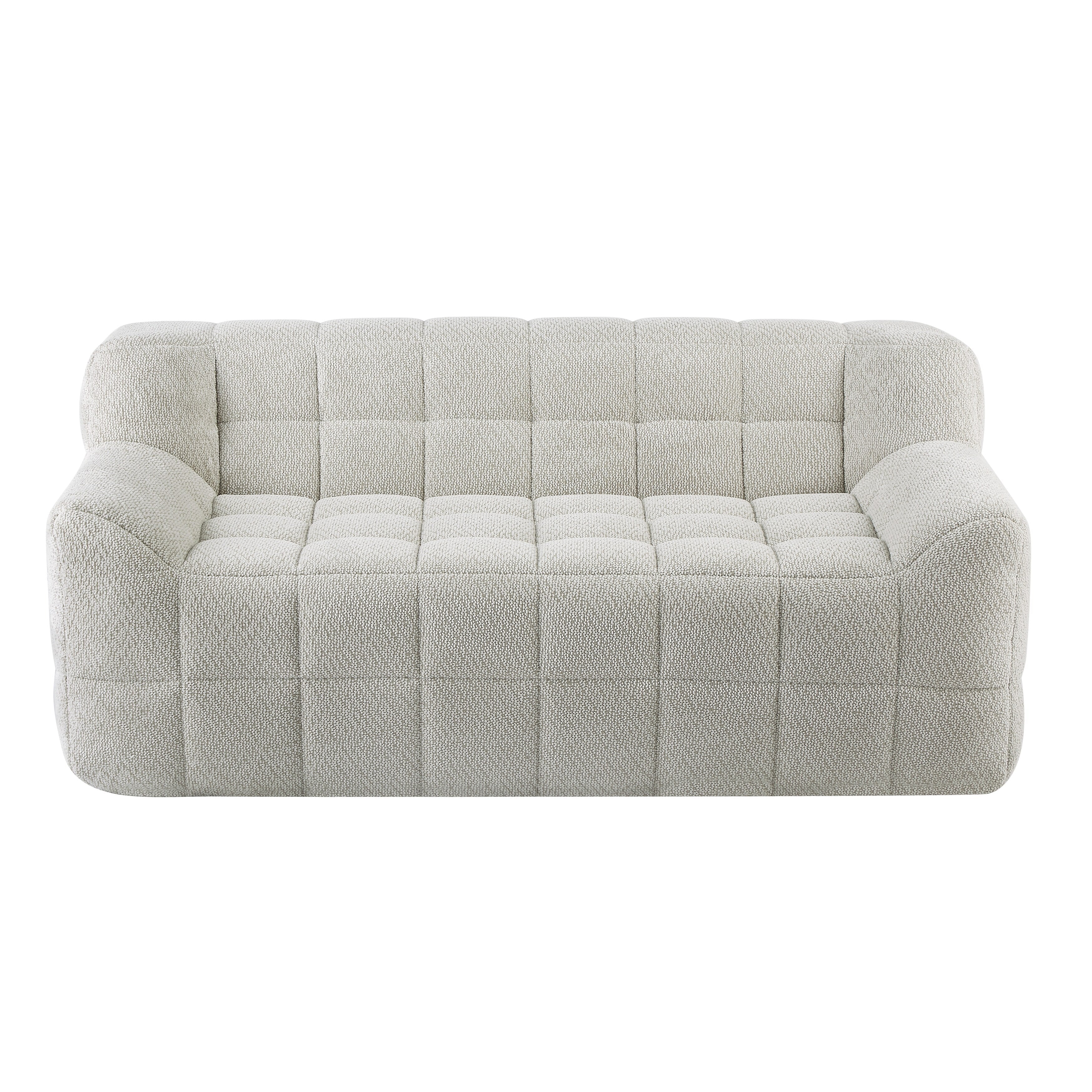 Canapé 2 places Liyasi à compression complète en velours litchi beige, aucun assemblage requis