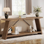 Table console en bois rustique de 70,9 pouces de long avec étagère de rangement
