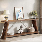 Table console en bois rustique de 70,9 pouces de long avec étagère de rangement