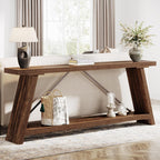 Table console en bois rustique de 70,9 pouces de long avec étagère de rangement