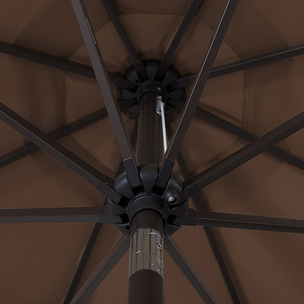 Parasol de patio Lopes de 9 pieds avec base en finition bronze et support de poids inclus