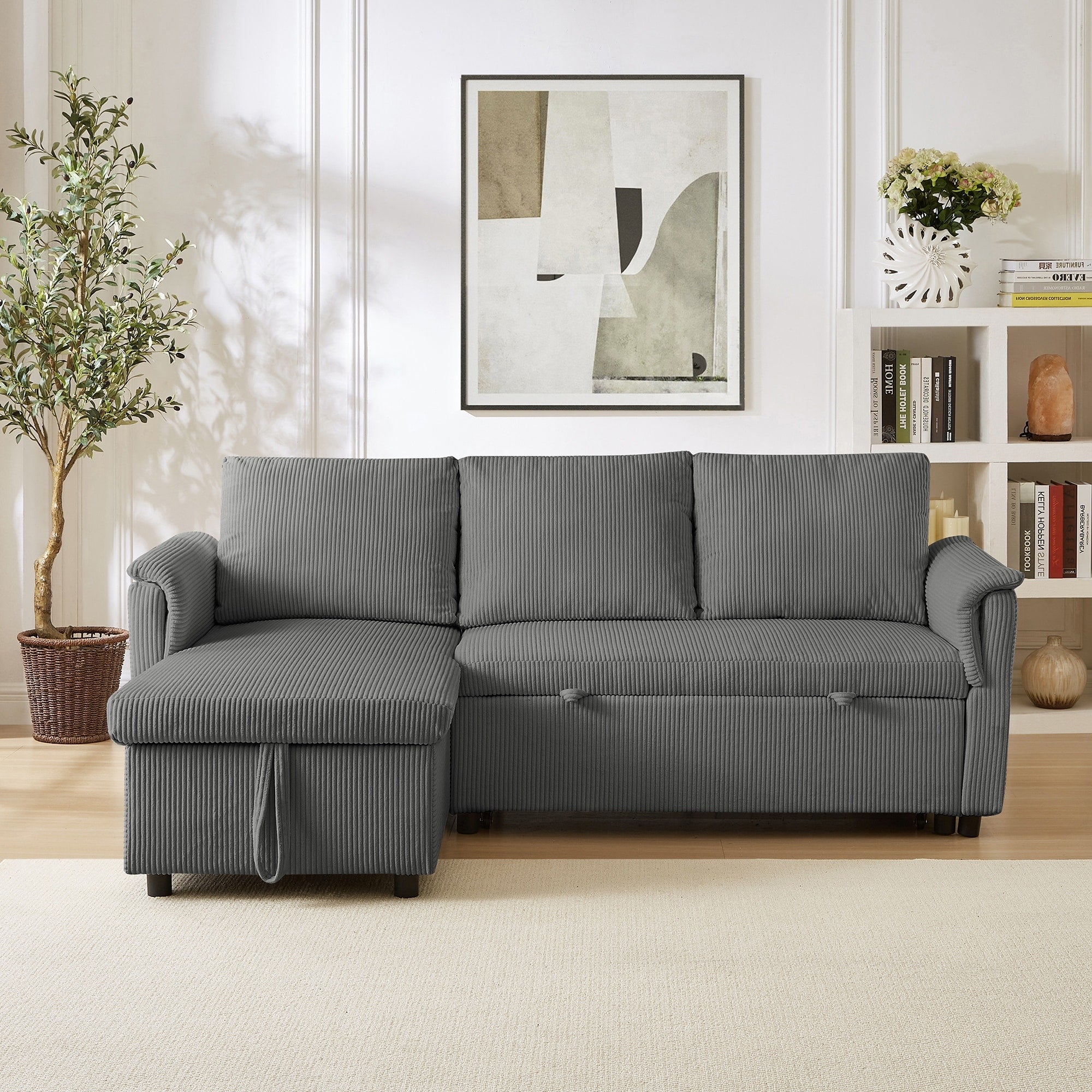 Canapé causeuse avec chaise longue Canapé convertible modulaire en L avec chaise longue de rangement