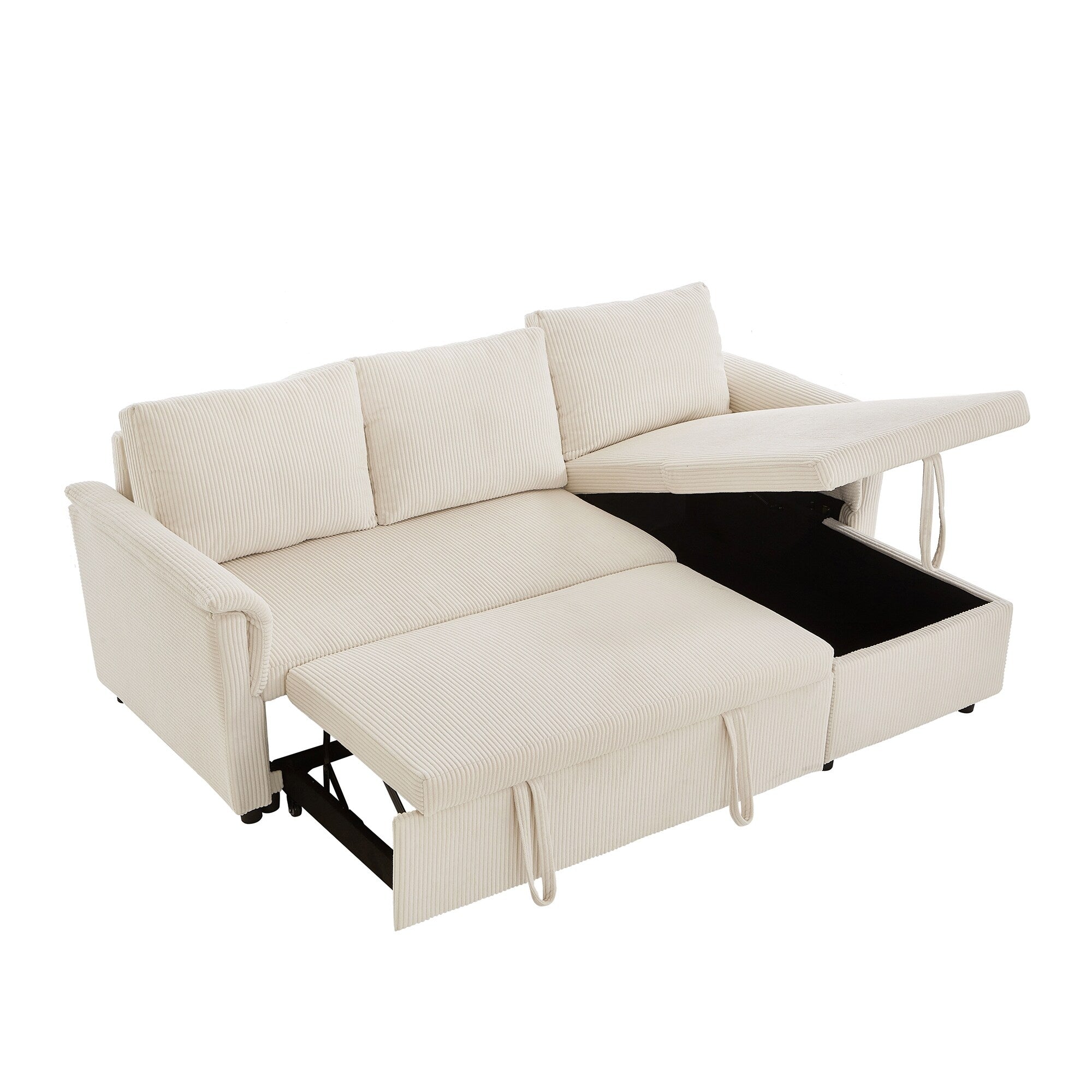Canapé causeuse avec chaise longue Canapé convertible modulaire en L avec chaise longue de rangement