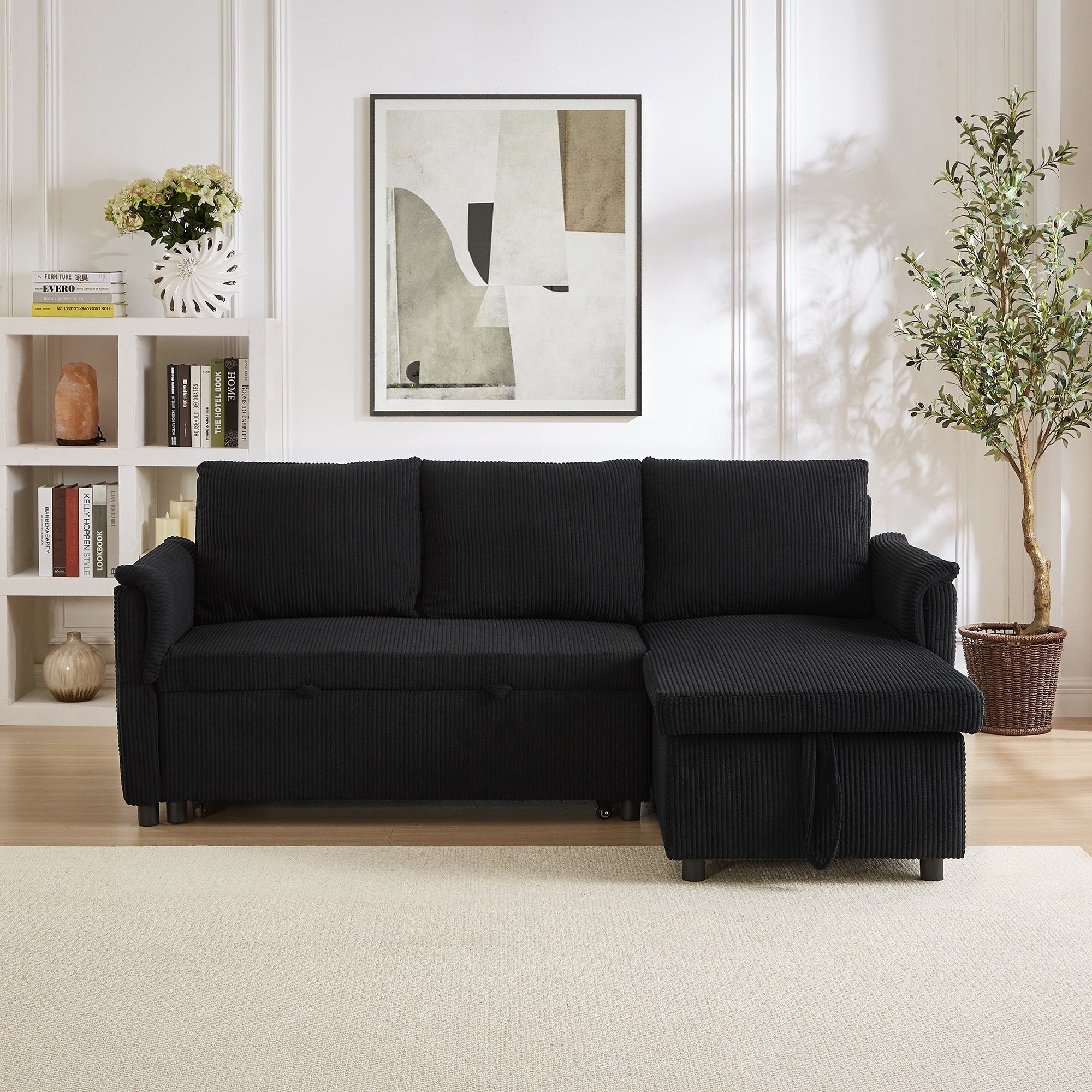 Canapé causeuse avec chaise longue Canapé convertible modulaire en L avec chaise longue de rangement