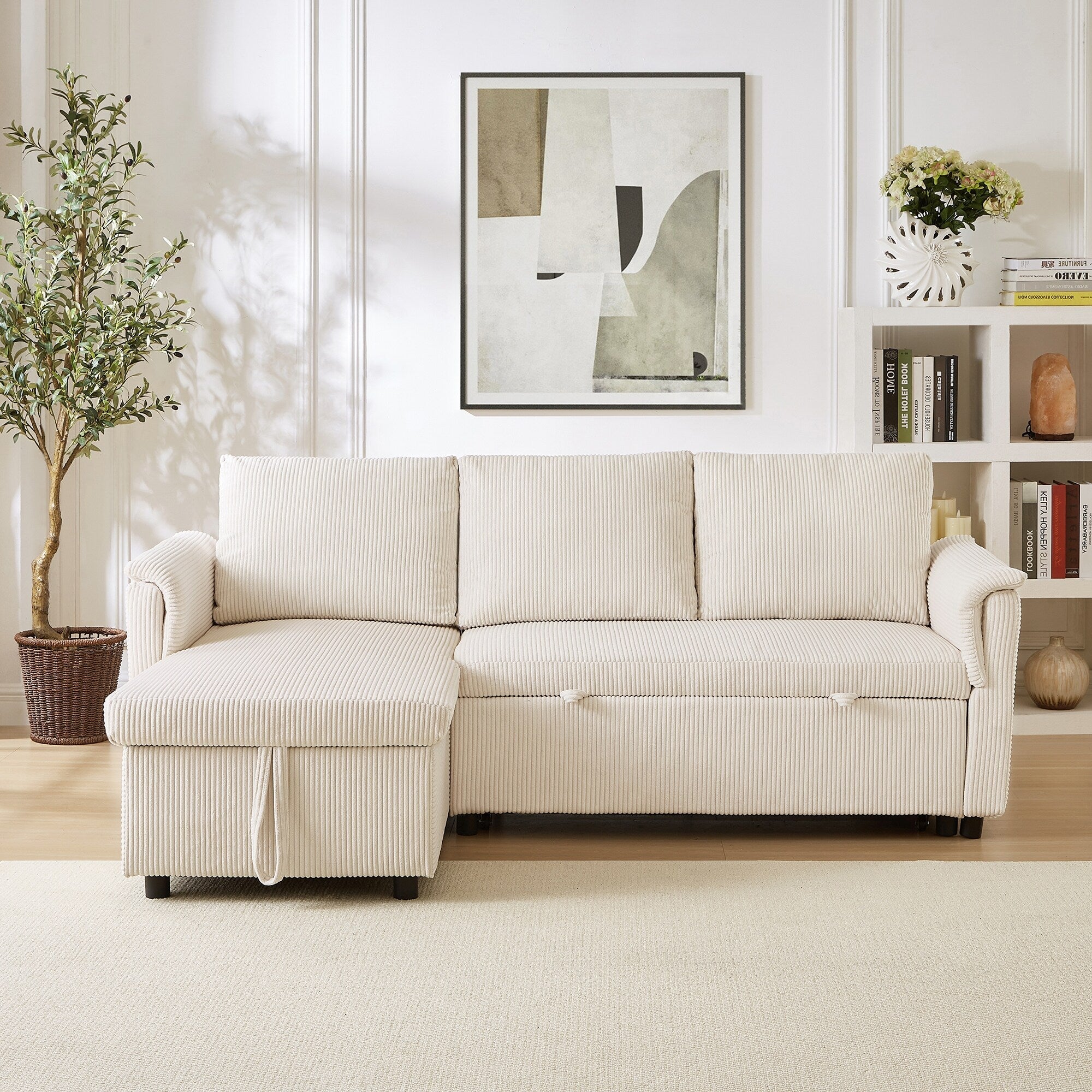 Canapé causeuse avec chaise longue Canapé convertible modulaire en L avec chaise longue de rangement