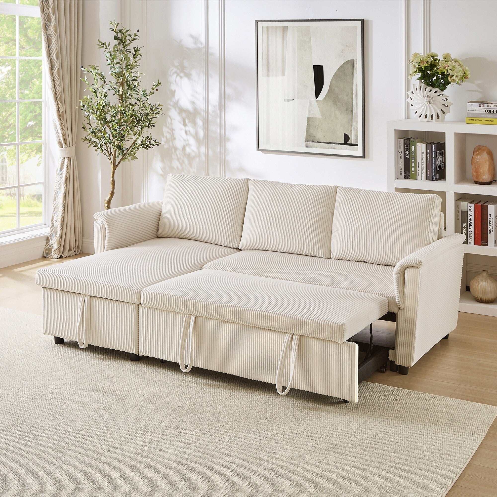 Canapé causeuse avec chaise longue Canapé convertible modulaire en L avec chaise longue de rangement