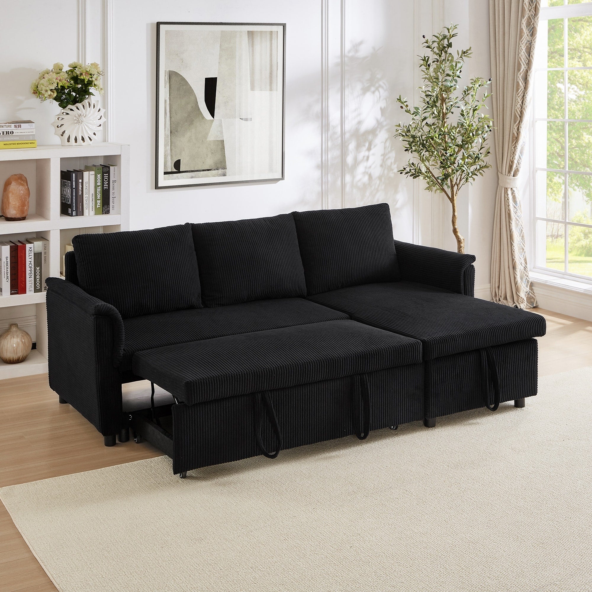Canapé causeuse avec chaise longue Canapé convertible modulaire en L avec chaise longue de rangement