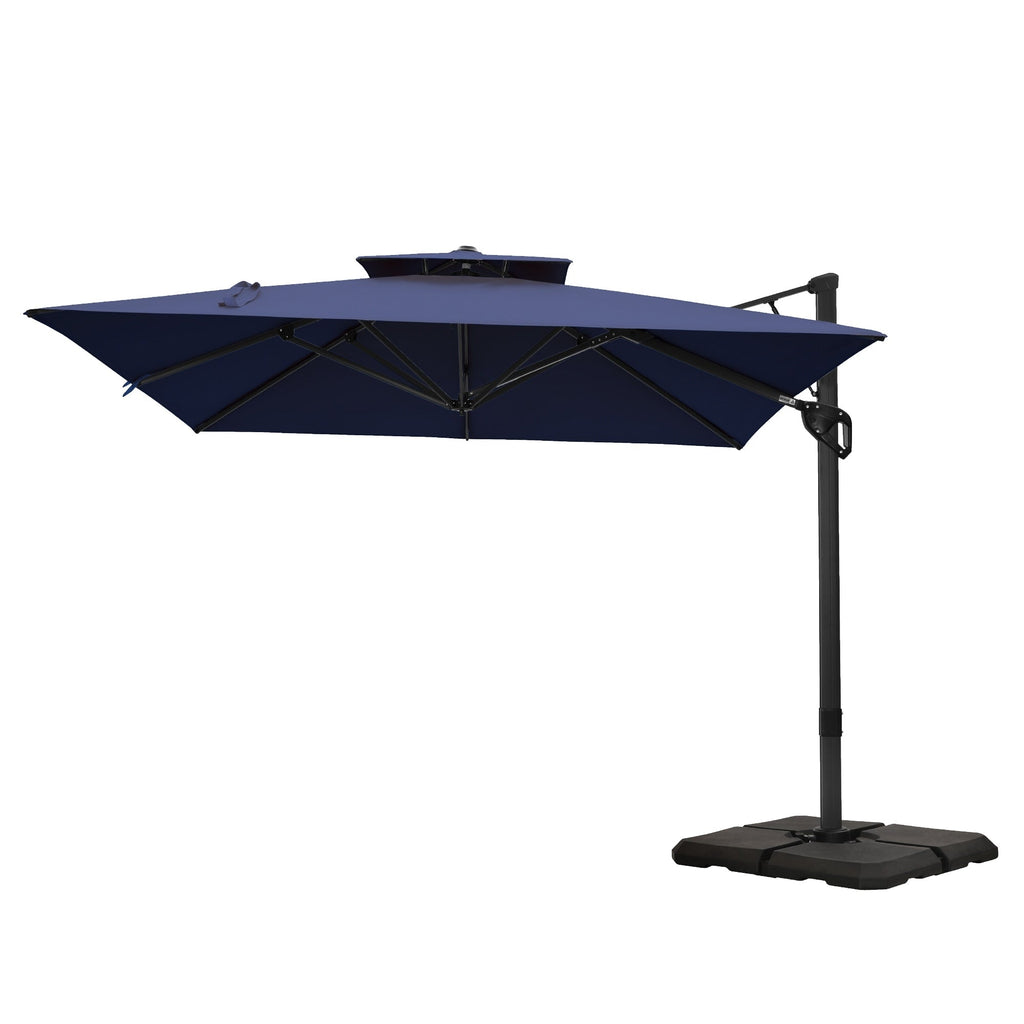 MAISON ARTS Parasol déporté hydraulique automatique de 12 pieds avec mât en aluminium et rotation à 360 degrés