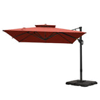 MAISON ARTS Parasol déporté hydraulique automatique de 12 pieds avec mât en aluminium et rotation à 360 degrés
