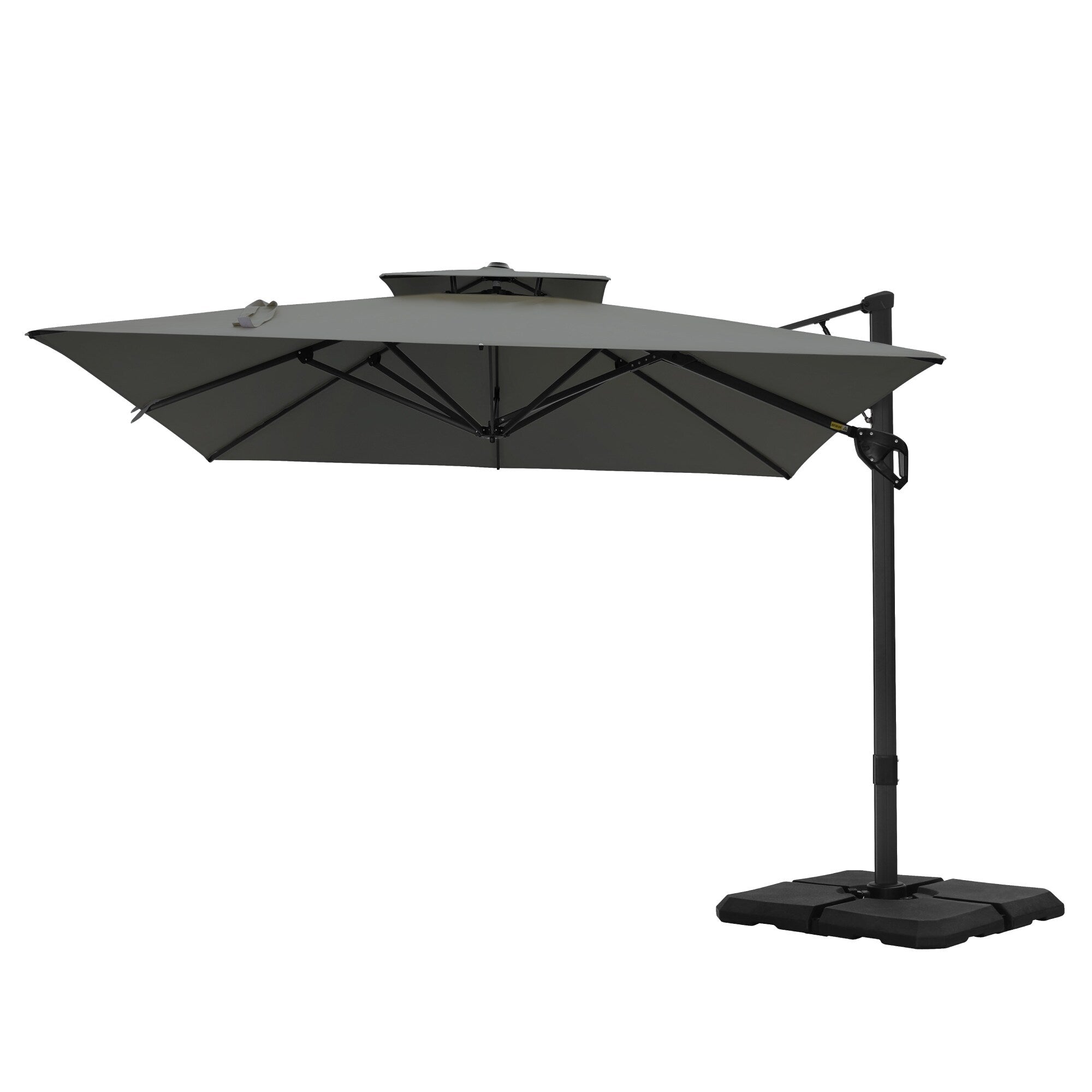 MAISON ARTS Parasol déporté hydraulique automatique de 12 pieds avec mât en aluminium et rotation à 360 degrés