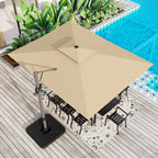 MAISON ARTS Parasol déporté hydraulique automatique de 12 pieds avec mât en aluminium et rotation à 360 degrés