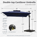 MAISON ARTS Parasol déporté hydraulique automatique de 12 pieds avec mât en aluminium et rotation à 360 degrés