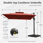 MAISON ARTS Parasol déporté hydraulique automatique de 12 pieds avec mât en aluminium et rotation à 360 degrés