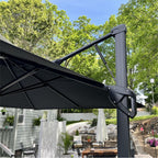 MAISON ARTS Parasol déporté hydraulique automatique de 12 pieds avec mât en aluminium et rotation à 360 degrés