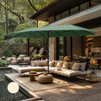 Parasol double extra large de 15 pieds pour patio double face de MAISON ARTS avec base incluse