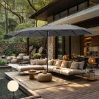 Parasol double extra large de 15 pieds pour patio double face de MAISON ARTS avec base incluse
