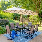 Ensemble de salle à manger de patio 8 pièces MAISON ARTS avec parasol de patio de 13 pieds
