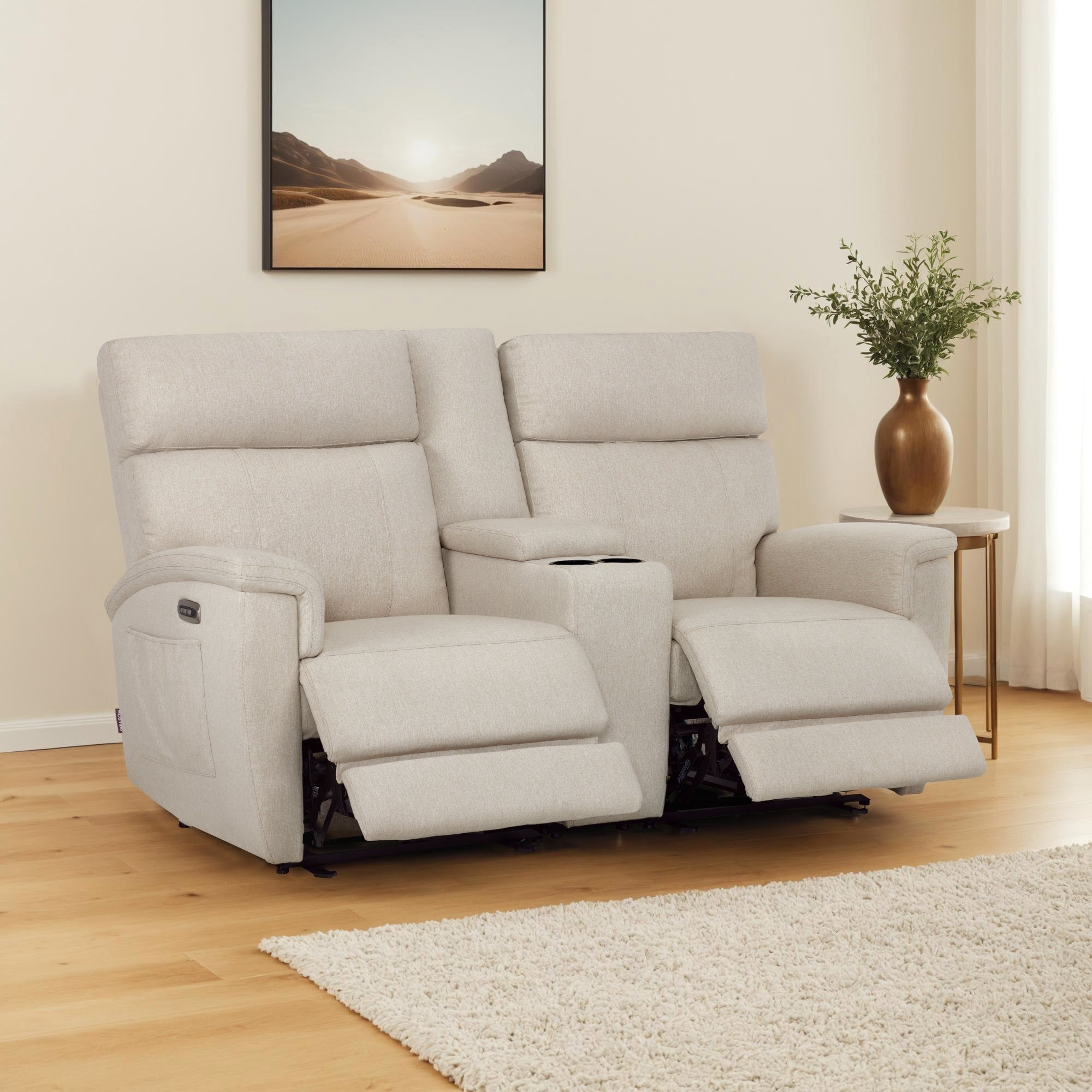 Canapé inclinable électrique MCombo 60.2 avec massage et double chauffage, appui-tête réglable, ports USB et Type-C, tissu