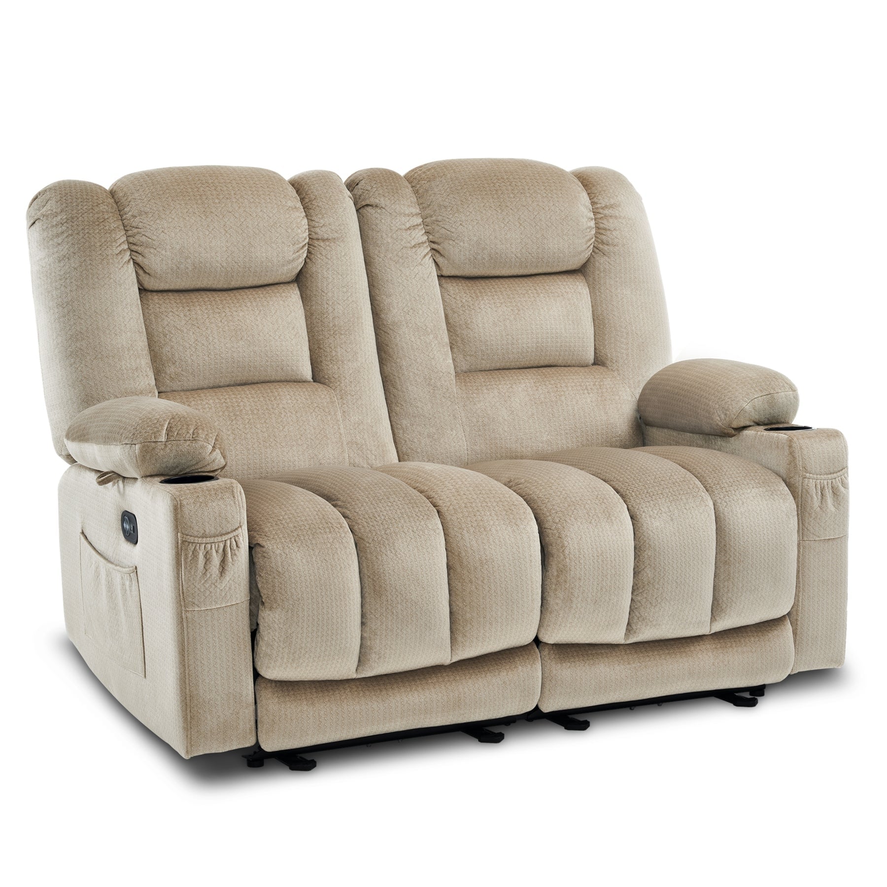 Canapé inclinable électrique MCombo avec chauffage et massage, tissu PR648