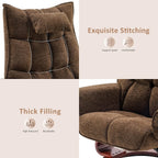 Ensemble de 2 fauteuils inclinables pivotants avec pouf et coussin de nuque, tissu chenille