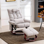 Ensemble de 2 fauteuils inclinables pivotants avec pouf et coussin de nuque, tissu chenille