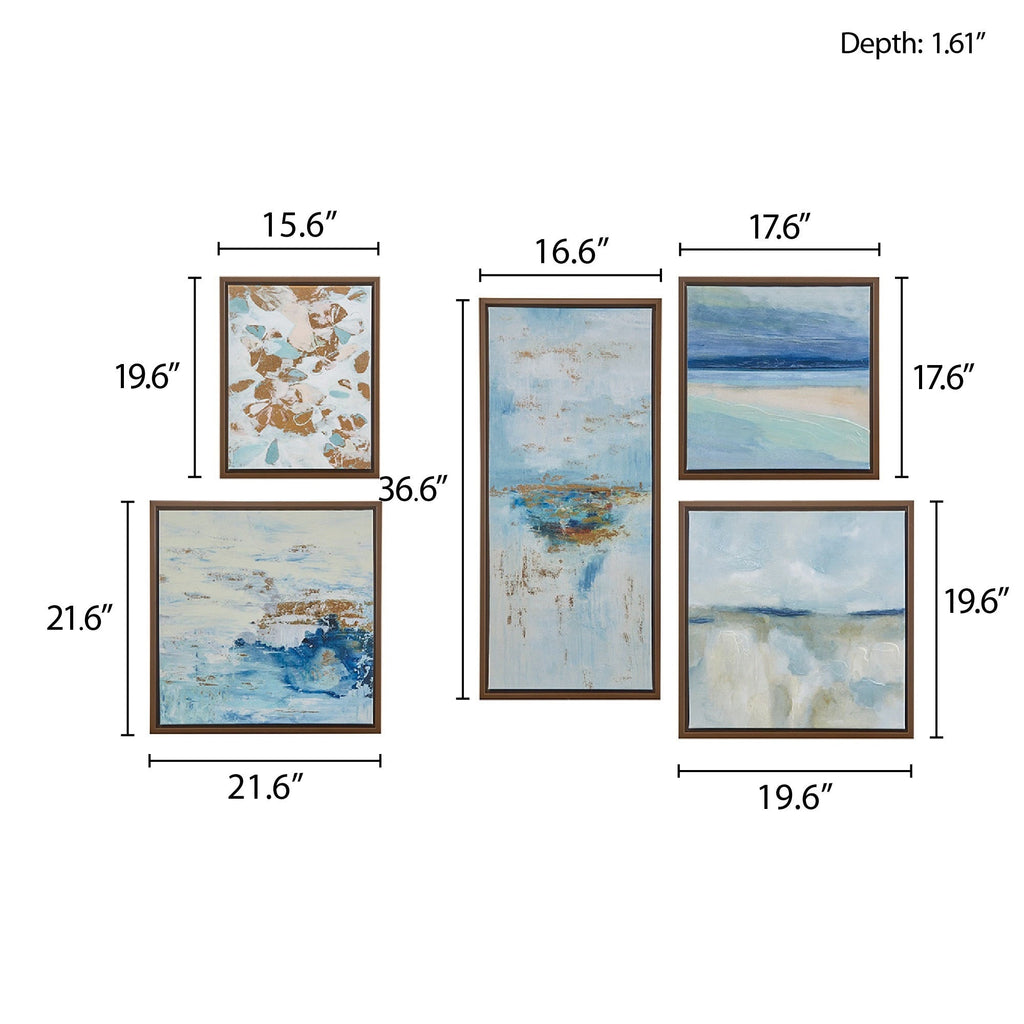 Ensemble de 5 toiles encadrées Madison Park Blue Horizon